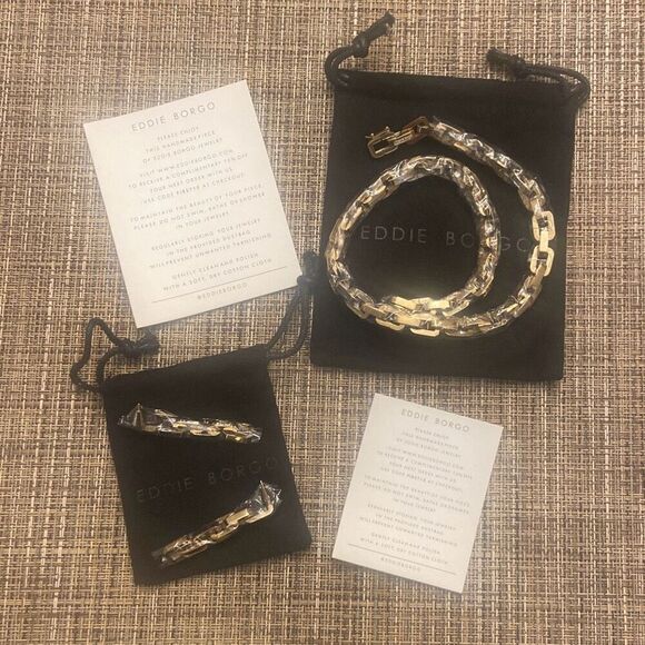 EDDIE BORGO Supra Link Necklace and Earrings $675 MSRP Brand New in Packages - Picture 6 of 11